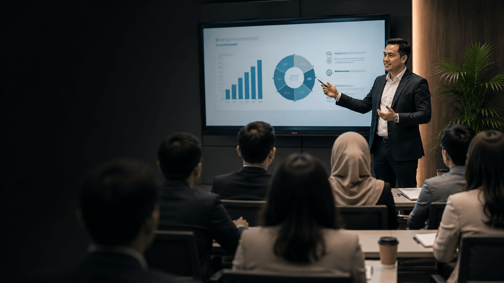 A corporate training and team development session